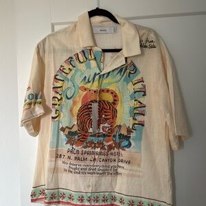 BERSHKA linen style button up